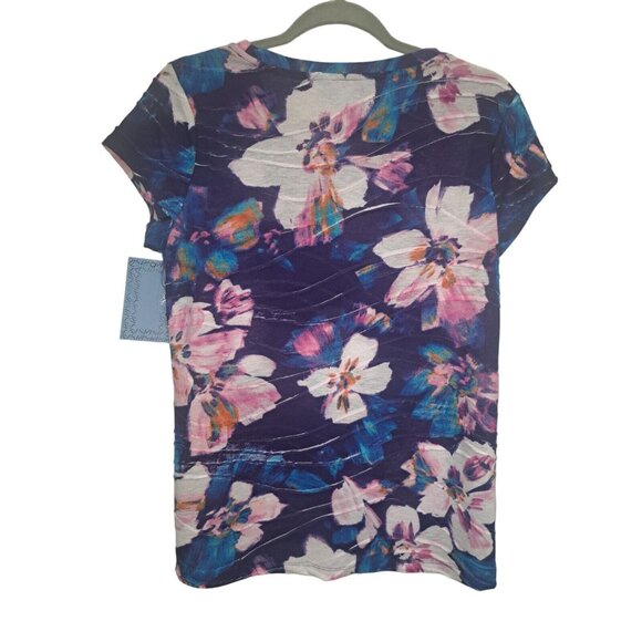 Simply Vera Vera Wang Floral Short Sleeve Tee - Purple and Pink - Picture 6 of 7